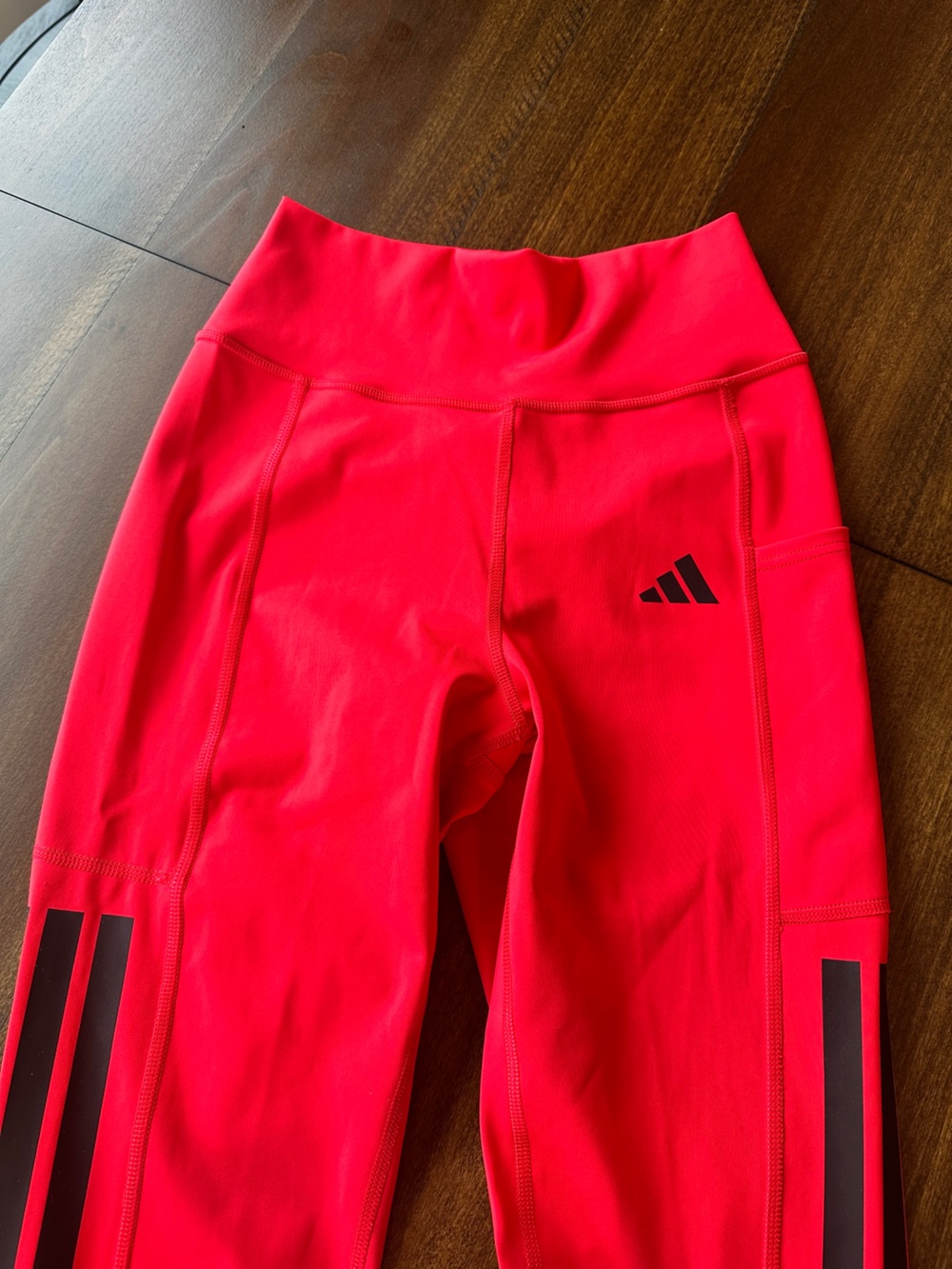 Adidas Optime 3-Stripes High-Rise Full Length Leggings Size Small Red - Picture 3 of 9